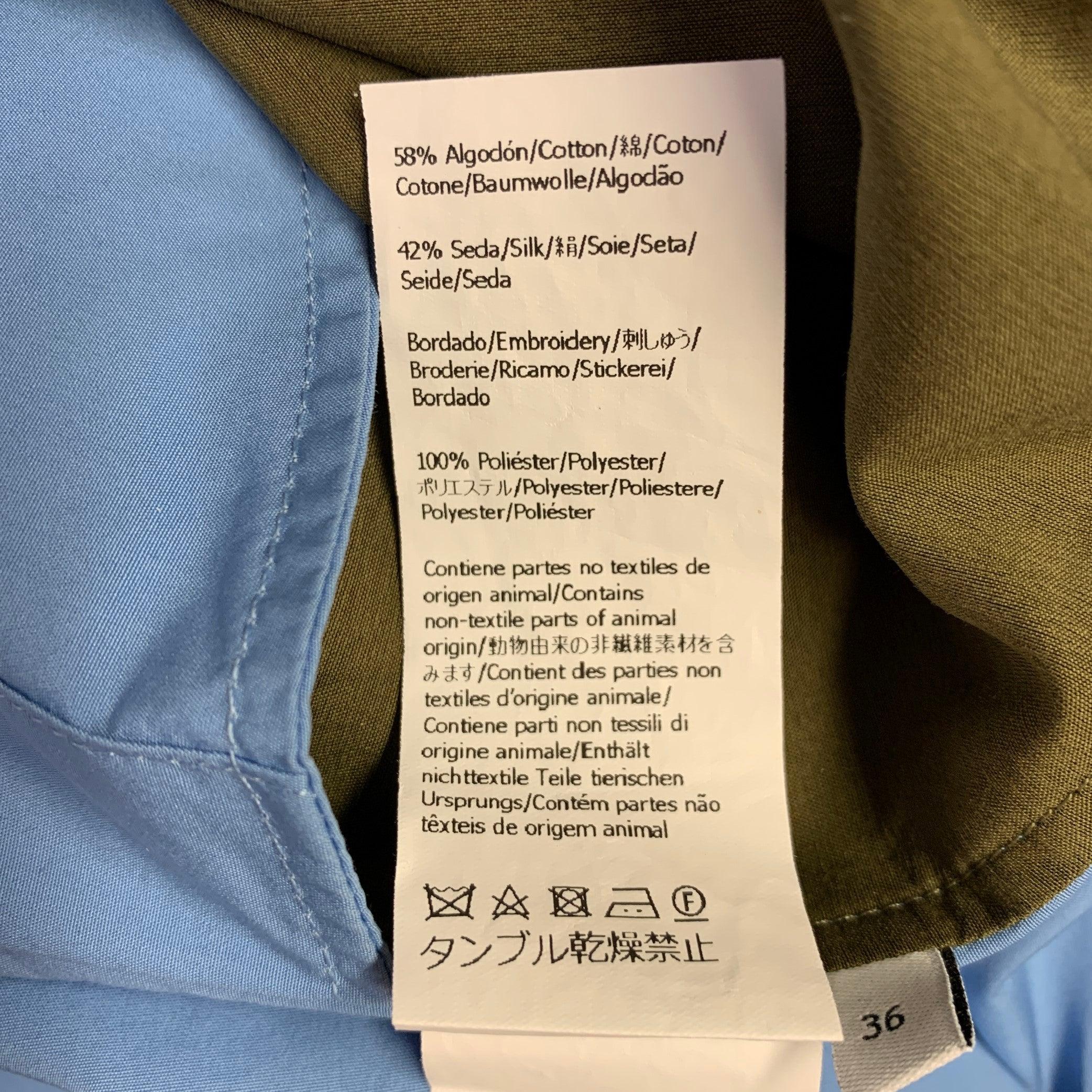 LOEWE Size 4 Blue Olive Cotton Mixed Fabrics Shirt Dress 3
