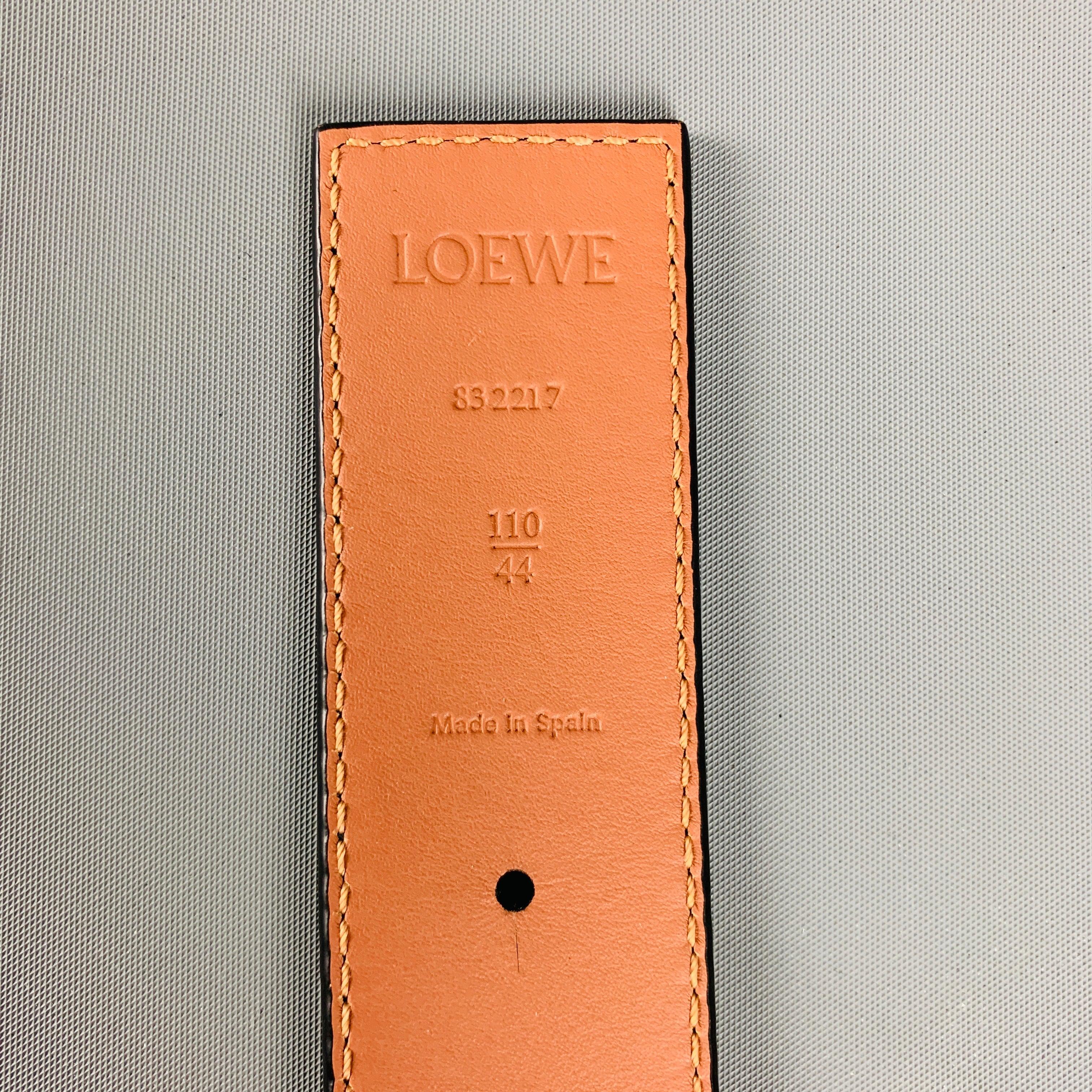 LOEWE Size 44 Black Tan Reversible Leather Belt For Sale 3