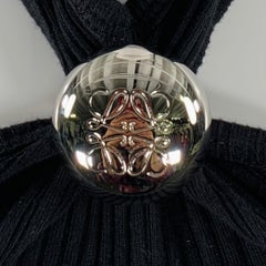 LOEWE Size M -Anagram- Black Cotton Ribbed Halter Dress