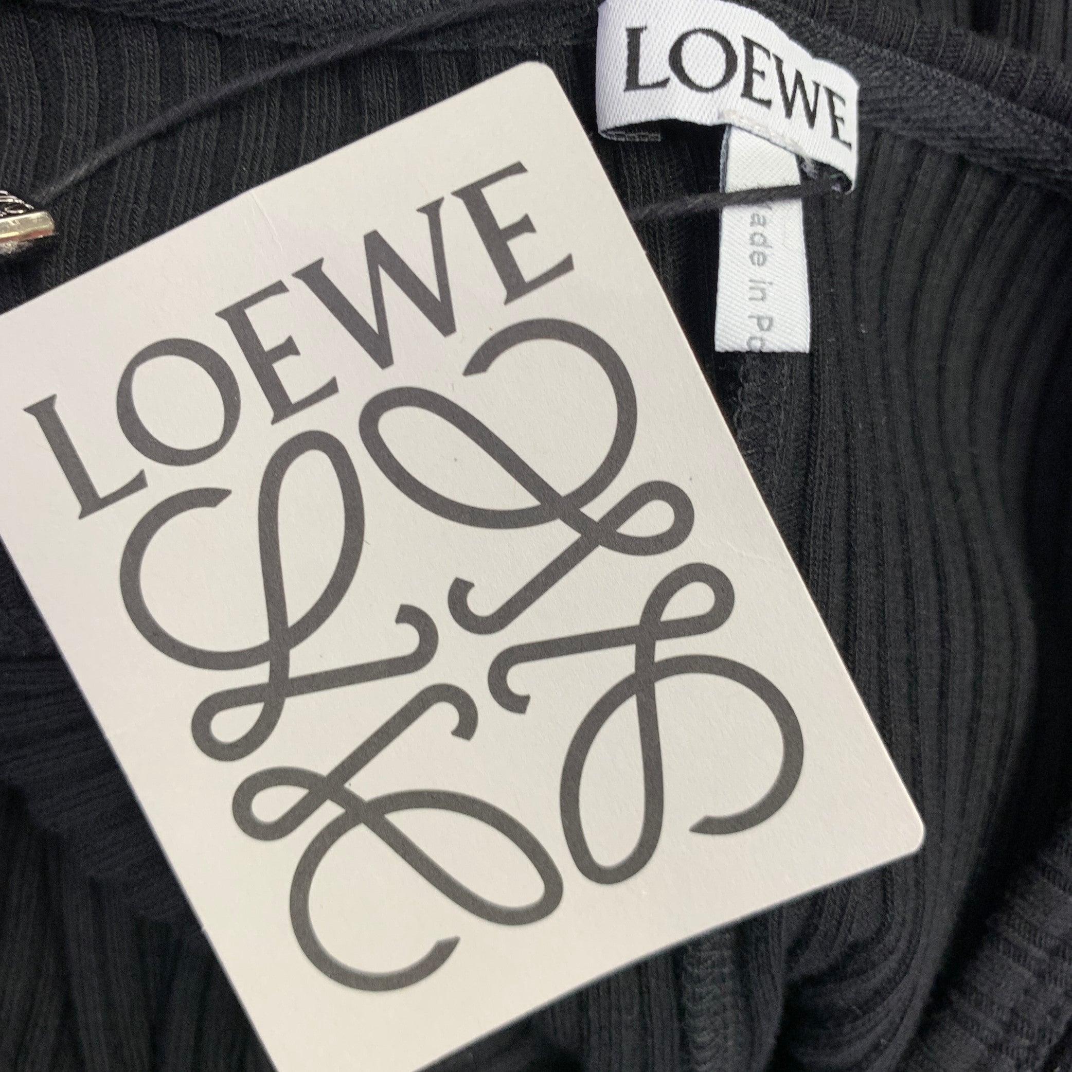 LOEWE Size M -Anagram- Black Cotton Ribbed Halter Dress For Sale 1