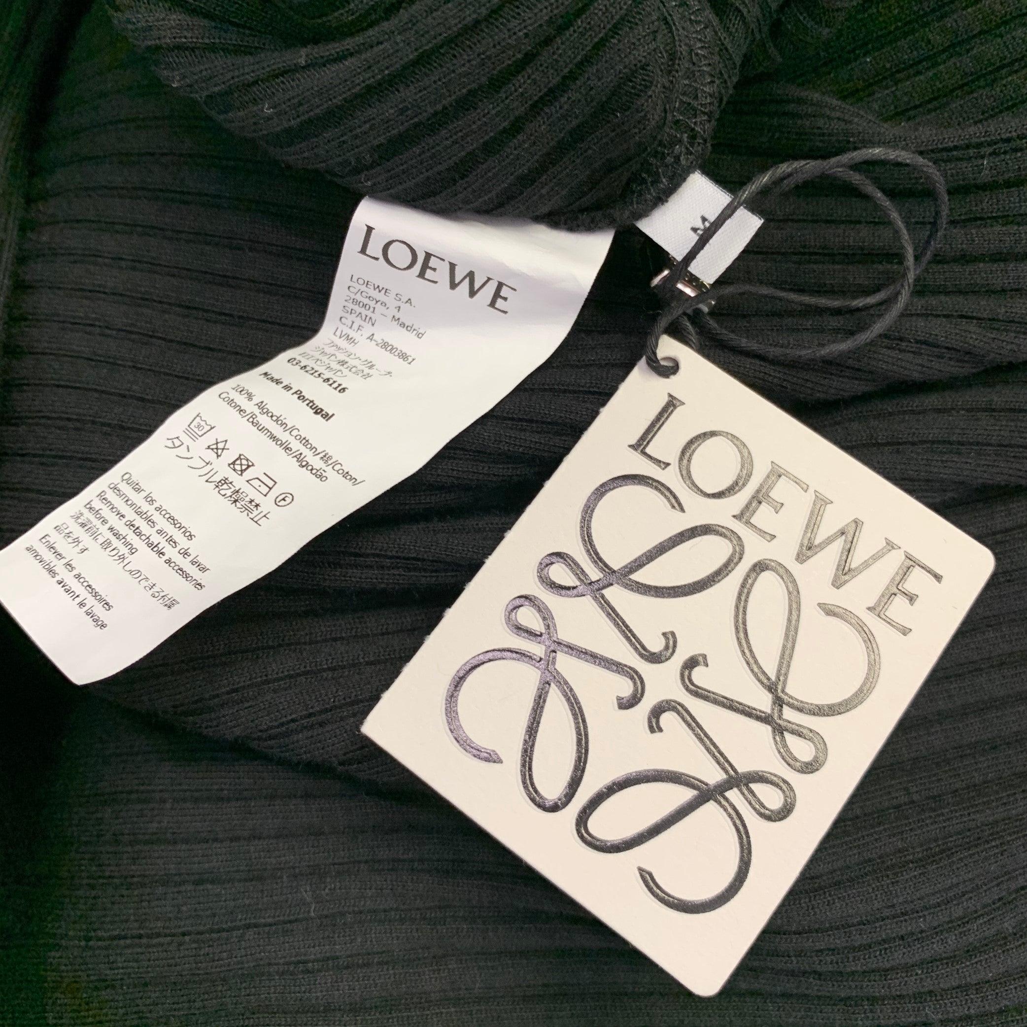LOEWE Size M -Anagram- Black Cotton Ribbed Halter Dress For Sale 2