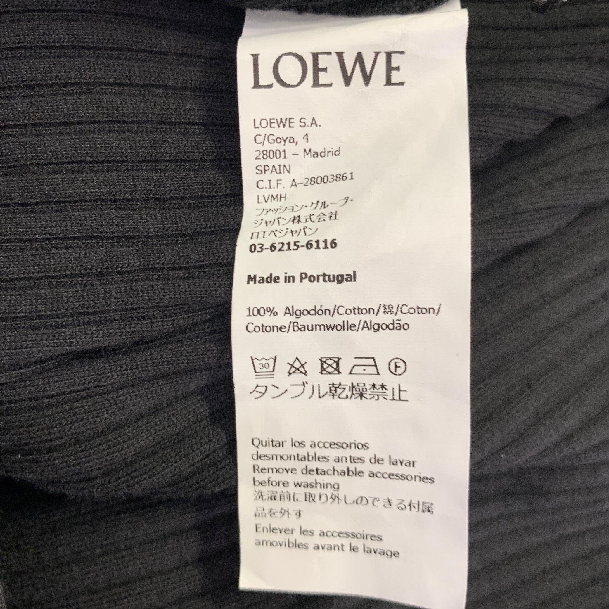 LOEWE Size M -Anagram- Black Cotton Ribbed Halter Dress For Sale 3