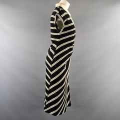 LOEWE Size M Black White Cotton Stripe Polo Knee Length Dress