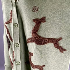 LOEWE Taille M Cardigan asymétrique en laine verte Sage