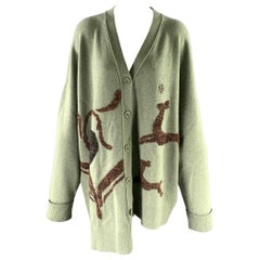 LOEWE Taille M Cardigan asymétrique en laine verte Sage