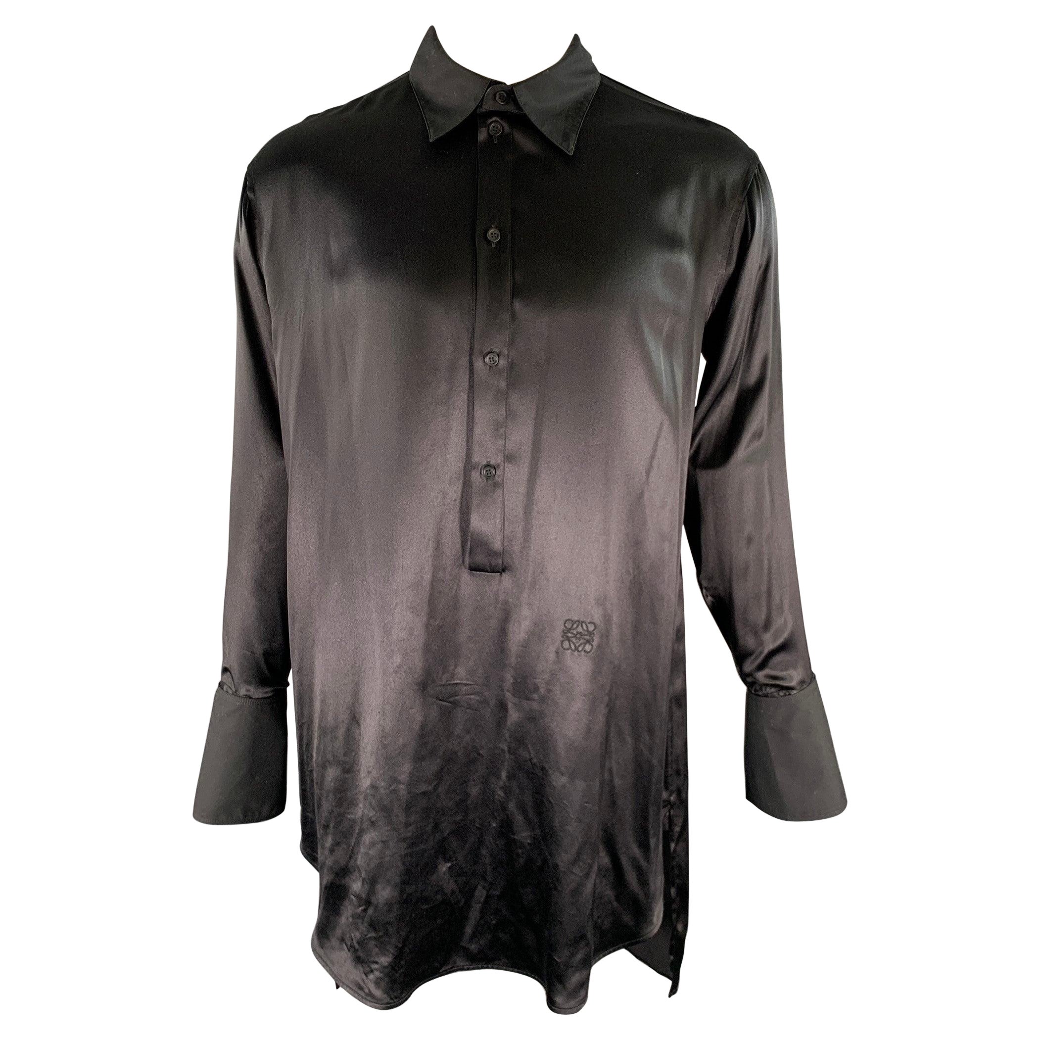 LOEWE Size S Black Silk Tunic Long Sleeve Shirt