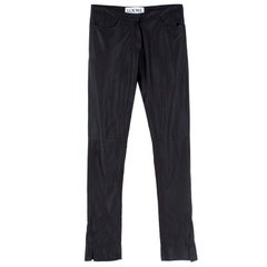 Loewe Slit Cuff Leather Trousers in Black SIZE 36
