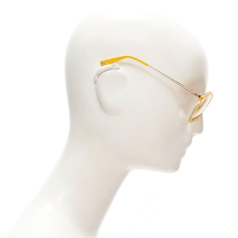 LOEWE SLW450 48 23 L03X yellow round frame brown tint sunglasses In Excellent Condition For Sale In Hong Kong, NT