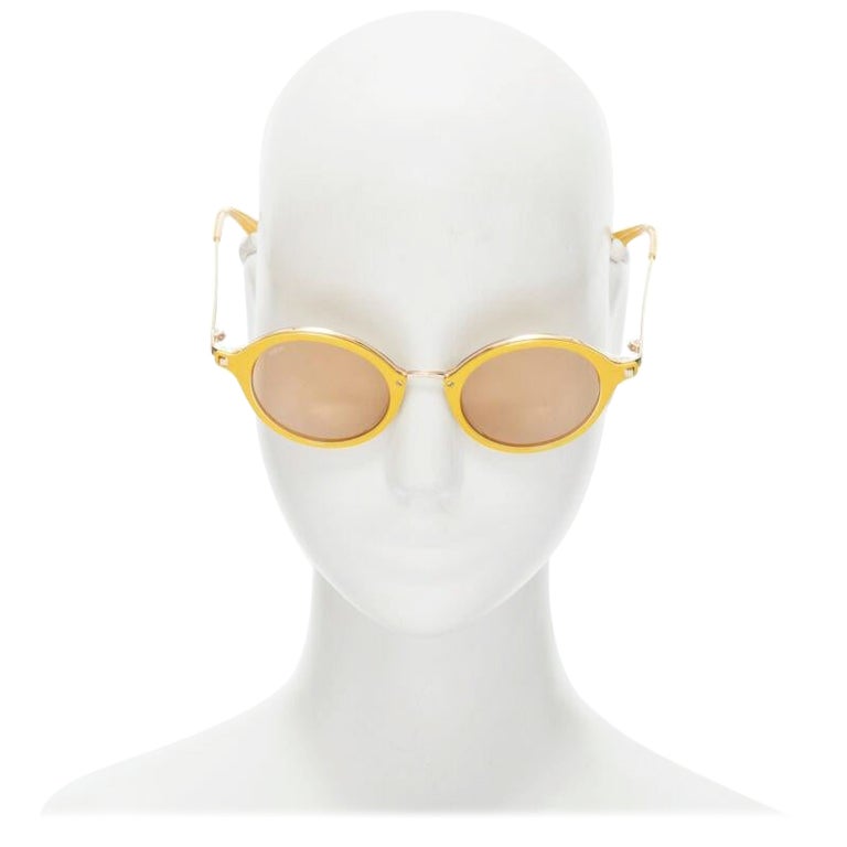 LOEWE SLW450 48 23 L03X yellow round frame brown tint sunglasses Loewe round frame tinted sunglasses (Sold) - Joli Closet main image 3