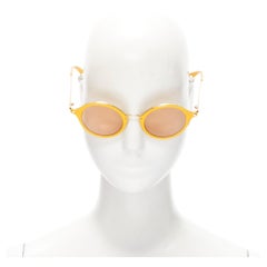 LOEWE SLW450 48 23 L03X yellow round frame brown tint sunglasses