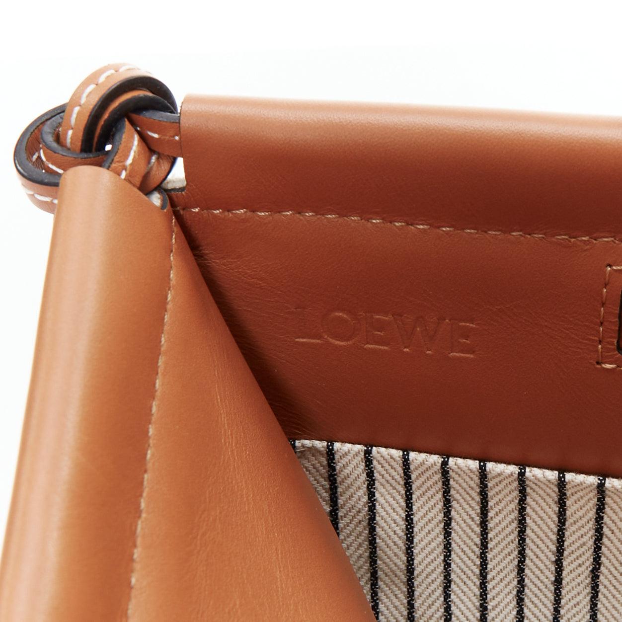 LOEWE Small Cushion cream canvas brown anagram logo shoulder tote bag For Sale 5