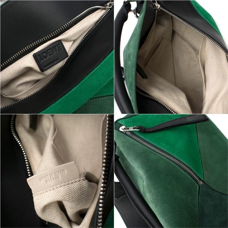 Loewe Small Green Suede Puzzle Bag at 1stDibs
