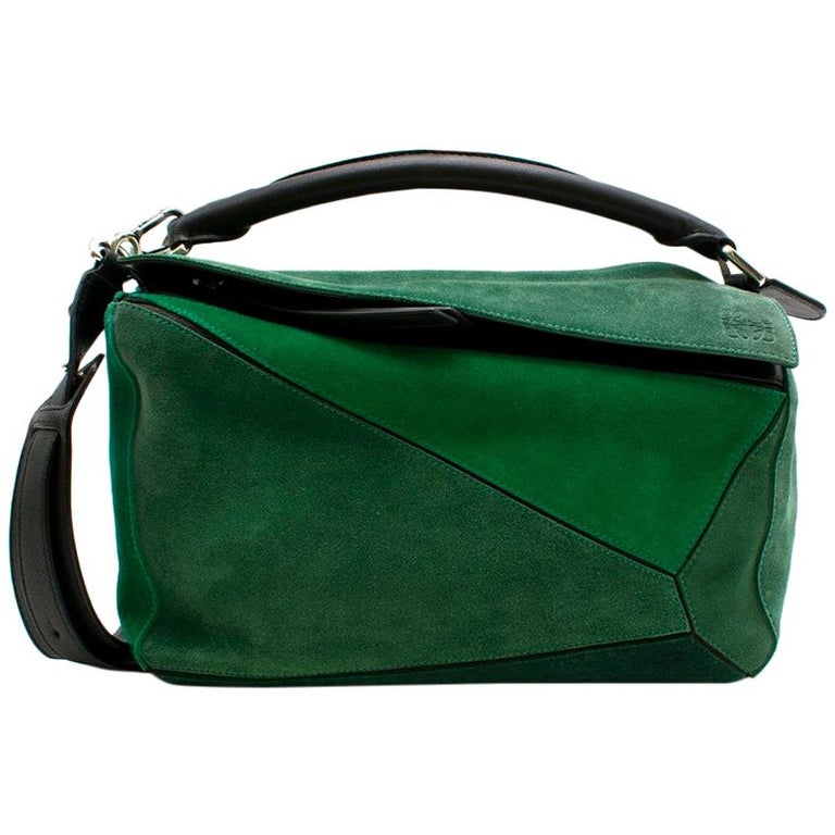 Loewe Small Green Suede Puzzle Bag at 1stDibs | loewe puzzle bag green, green  loewe puzzle bag, loewe puzzle suede