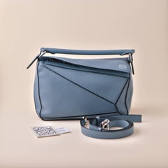 Loewe Small Puzzle Blue Leather Shoulder Bag