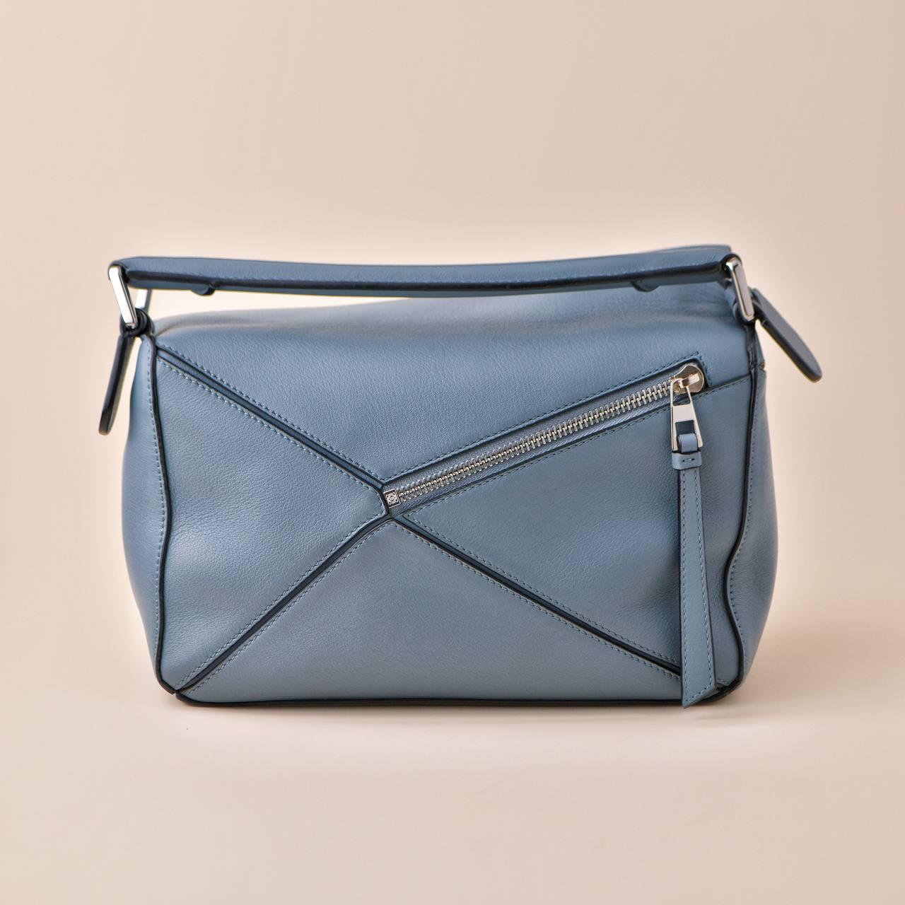 Women's or Men's Loewe Small Puzzle Blue Leather Shoulder Bag