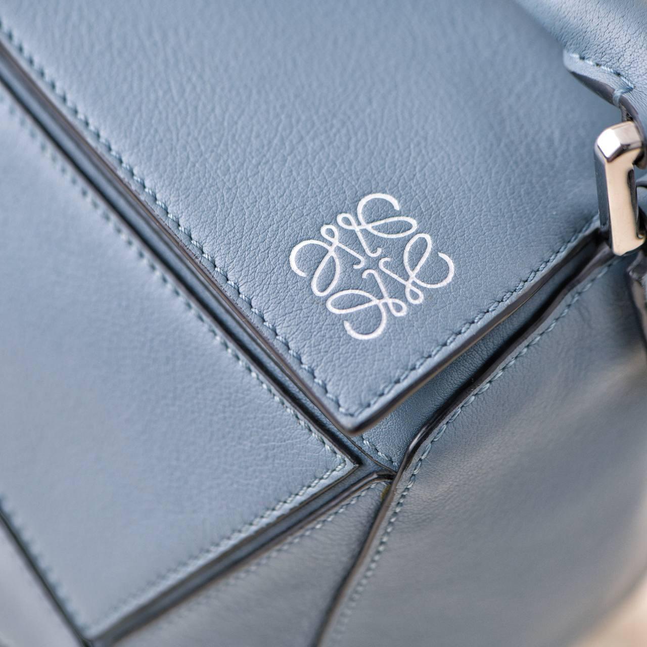 Loewe Small Puzzle Blue Leather Shoulder Bag 1