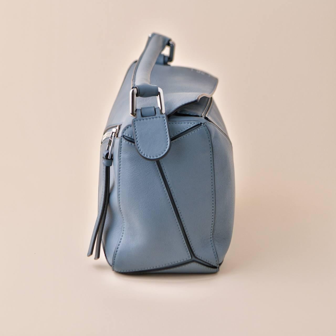 Loewe Small Puzzle Blue Leather Shoulder Bag 2