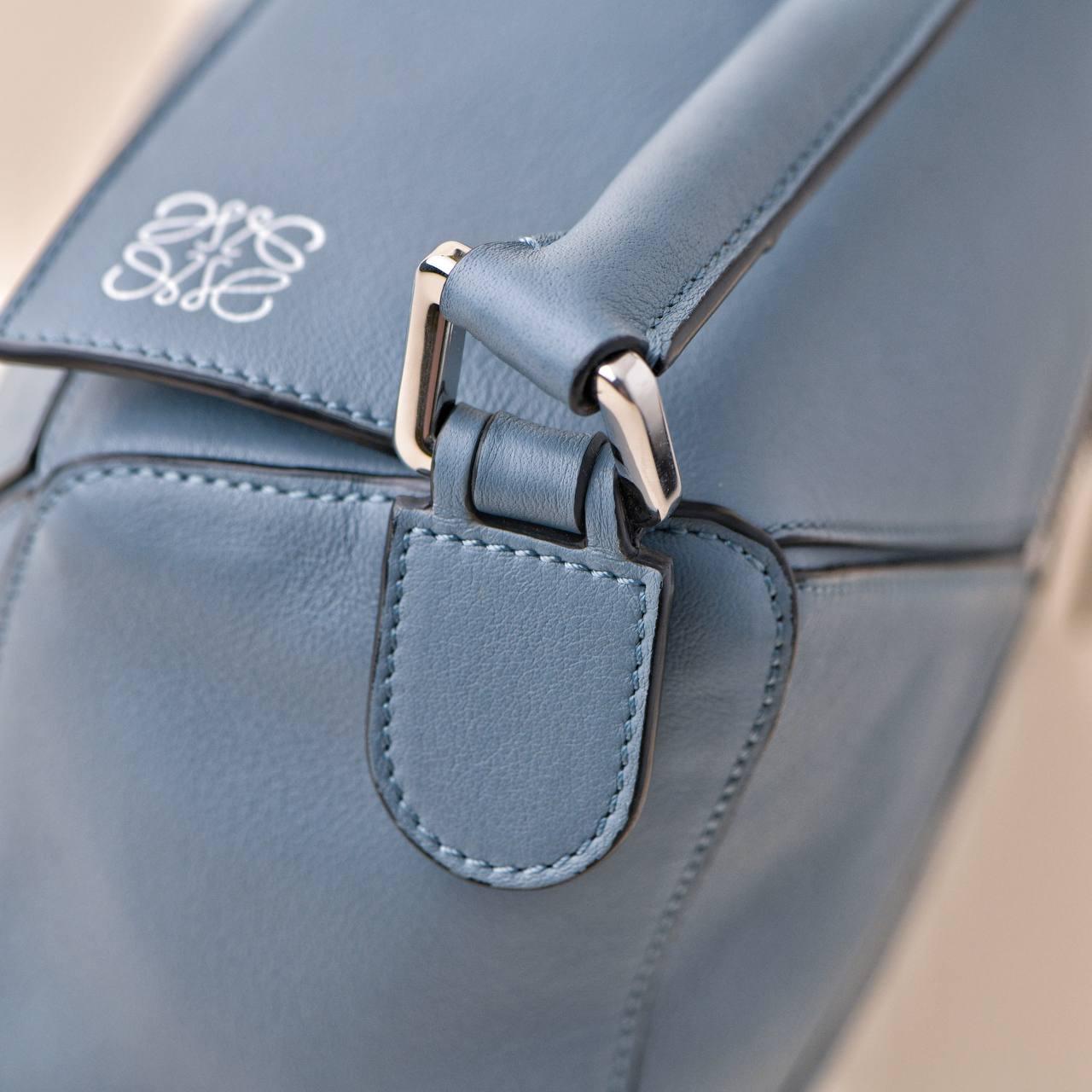 Loewe Small Puzzle Blue Leather Shoulder Bag 3