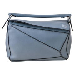 Loewe Small Puzzle Blue Leather Shoulder Bag