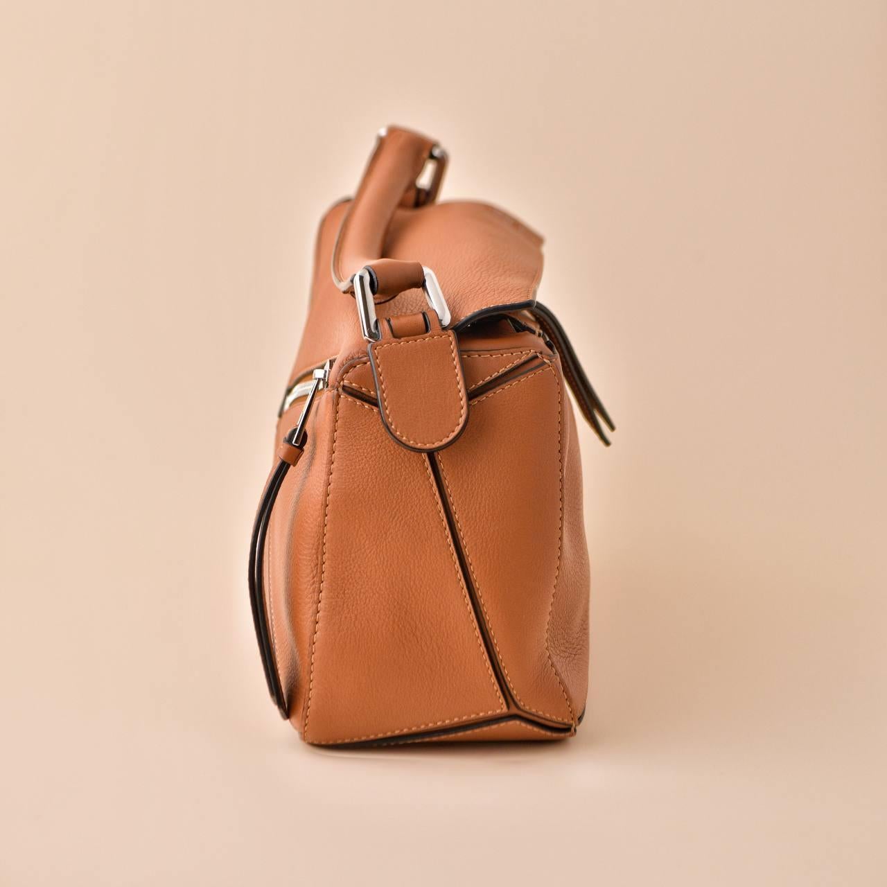 Brown Loewe Small Puzzle Caramel Leather Shoulder Crossbody Bag For Sale