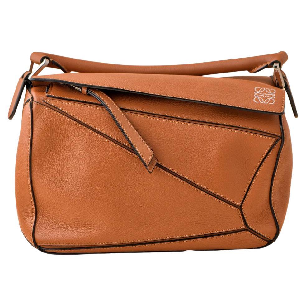 Loewe Small Puzzle Caramel Leather Shoulder Crossbody Bag