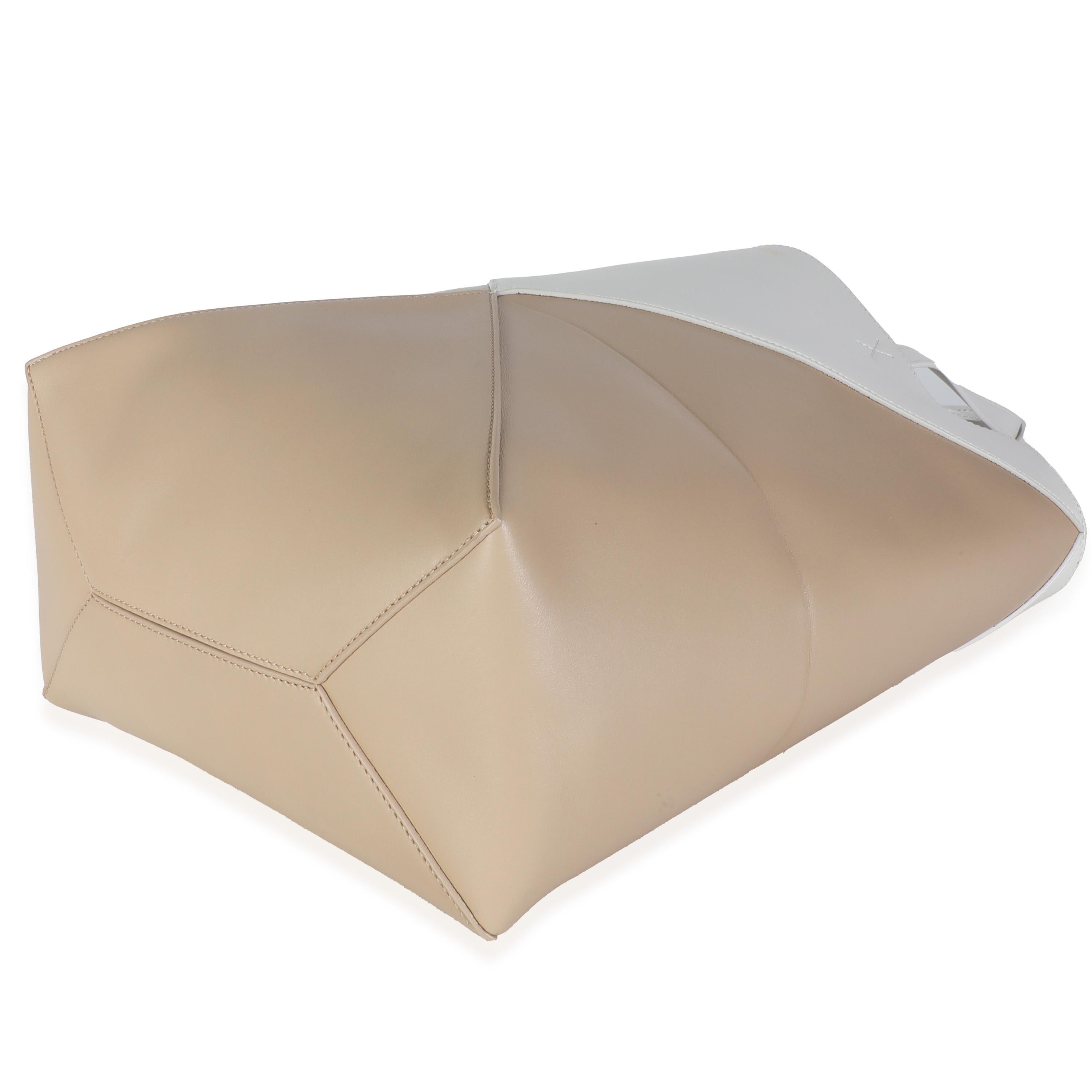 Women's or Men's Loewe Soft White Paper Craft Shiny Calfskin Medium Puzzle Fold Tote For Sale