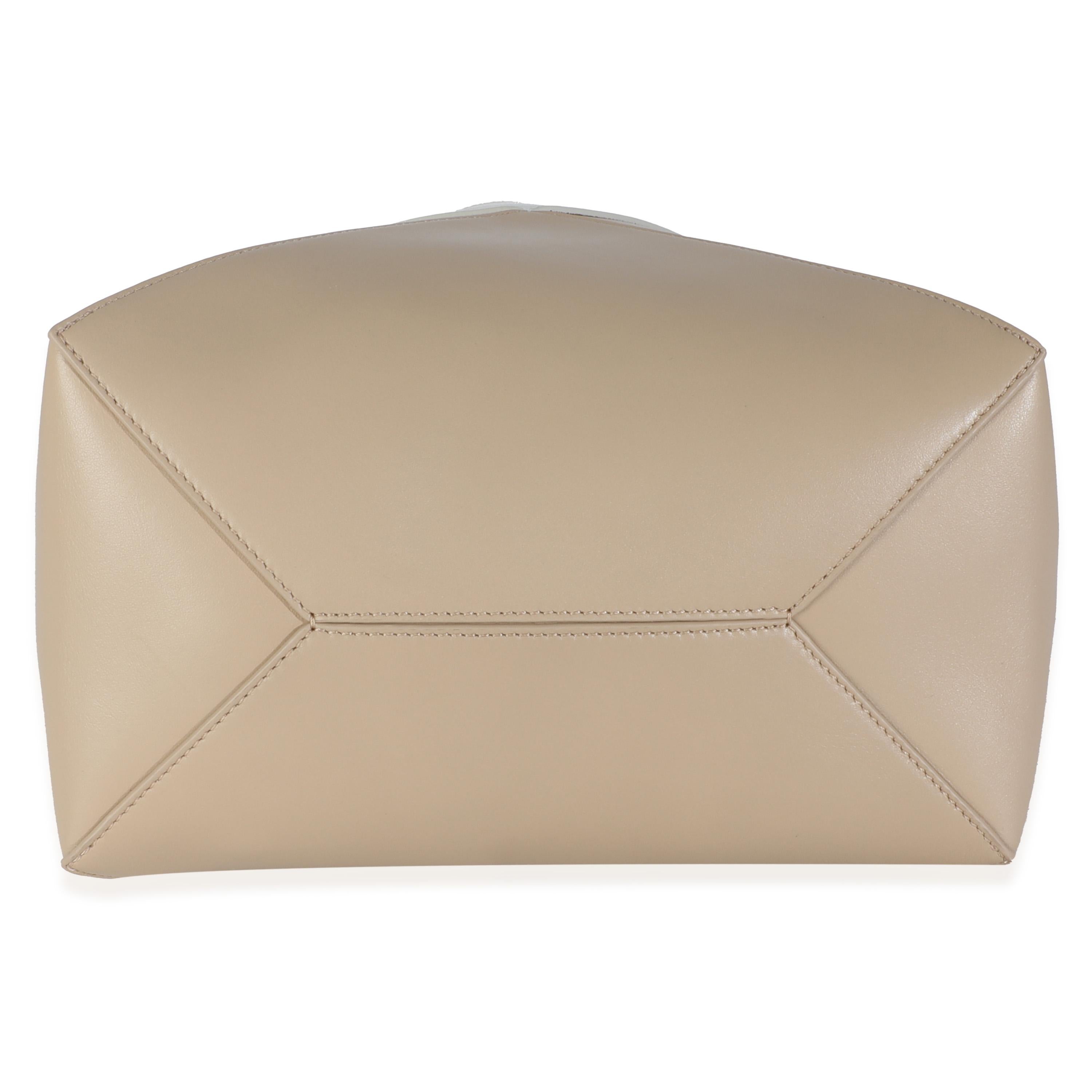 Loewe Soft White Paper Craft Shiny Calfskin Medium Puzzle Fold Tote For Sale 3