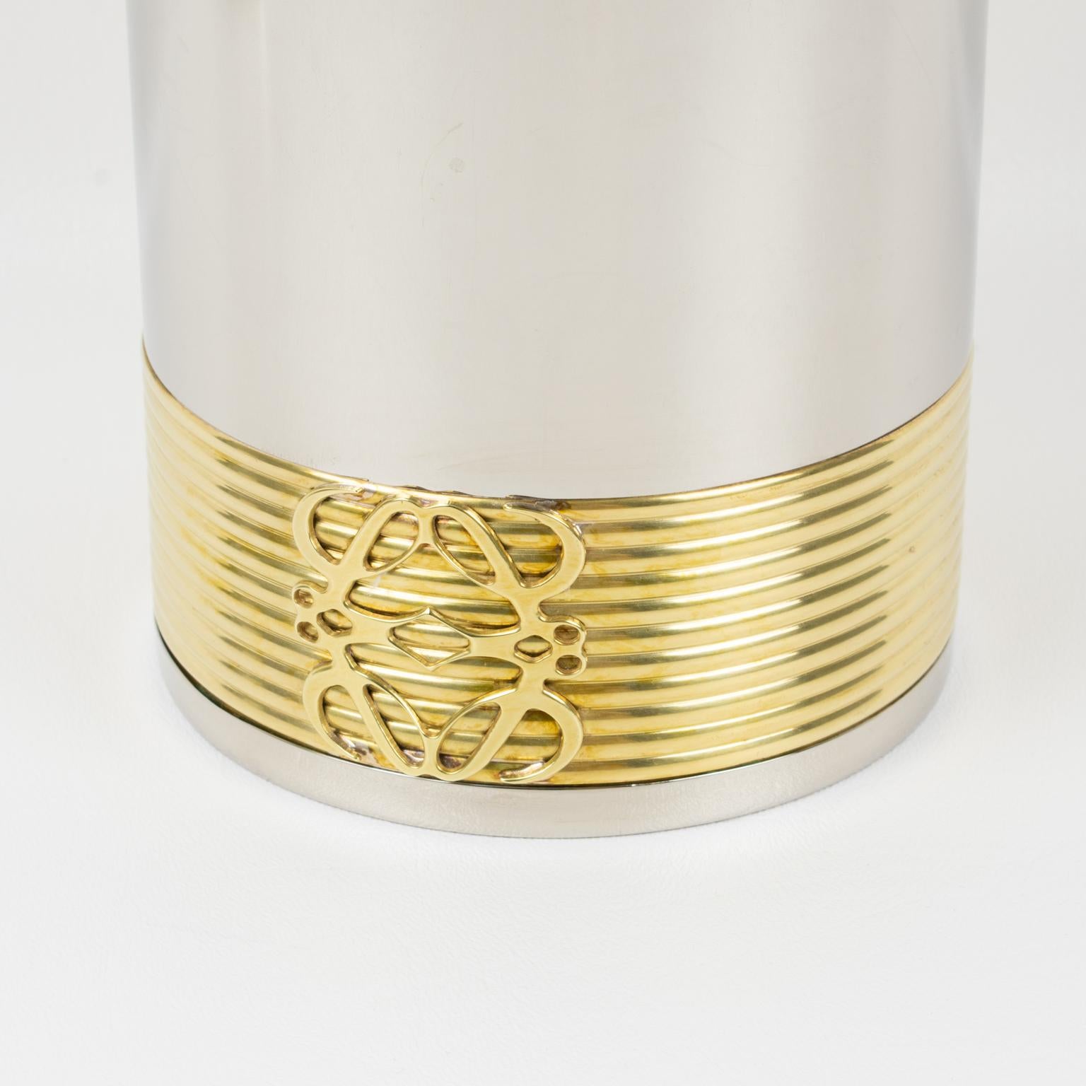 Loewe Spain Chrome and Gilt Metal Thermos Insulated Decanter For Sale 1