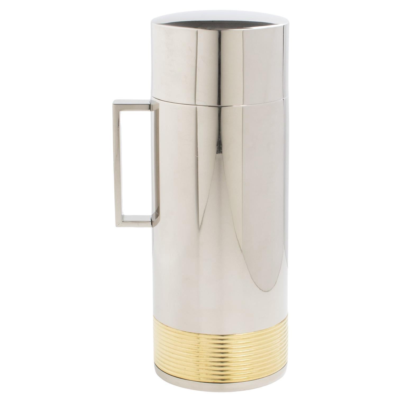 Loewe Spain Chrome and Gilt Metal Thermos Insulated Decanter For Sale