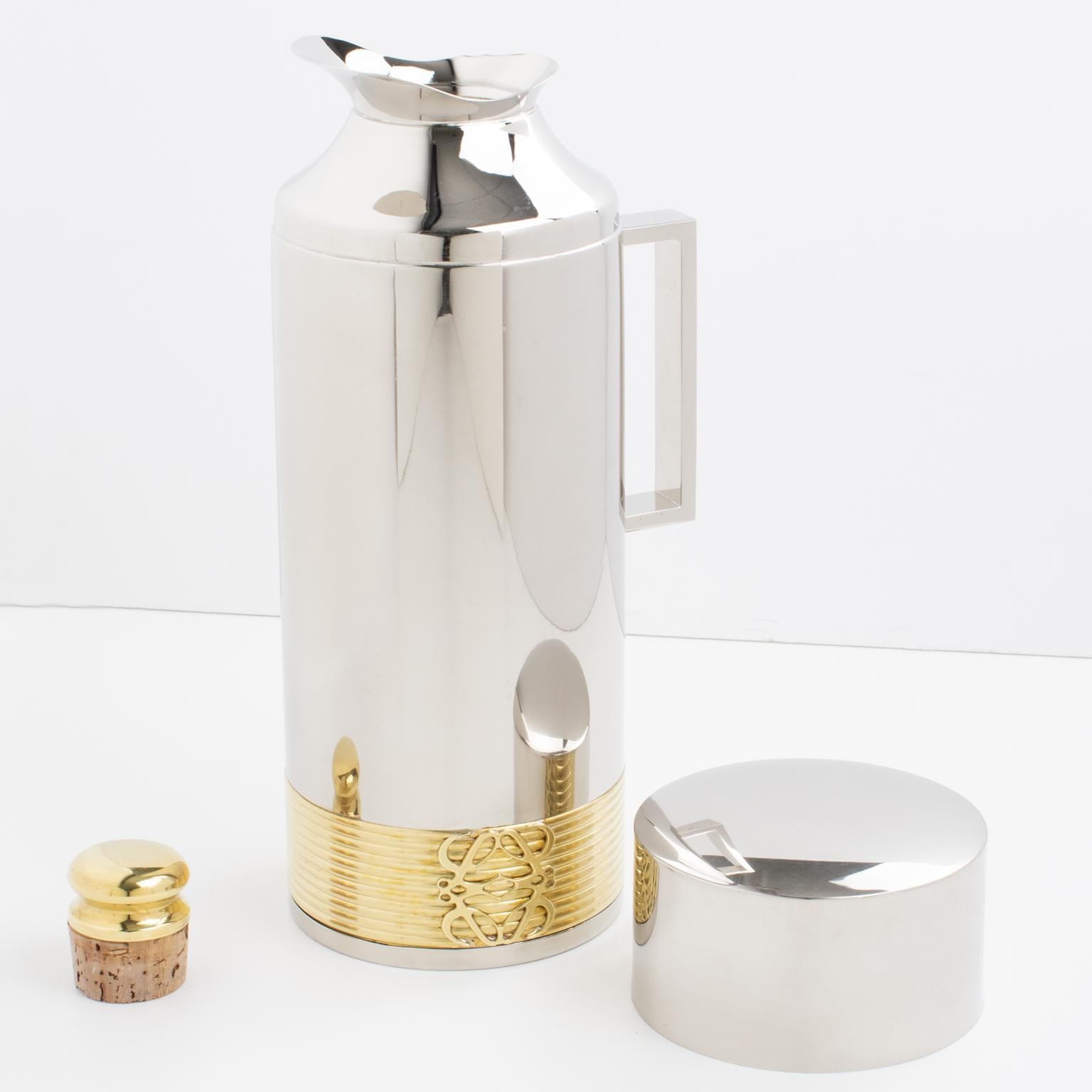 Doré Carafe thermos isotherme en chrome de Loewe Spain, vers 1980 en vente