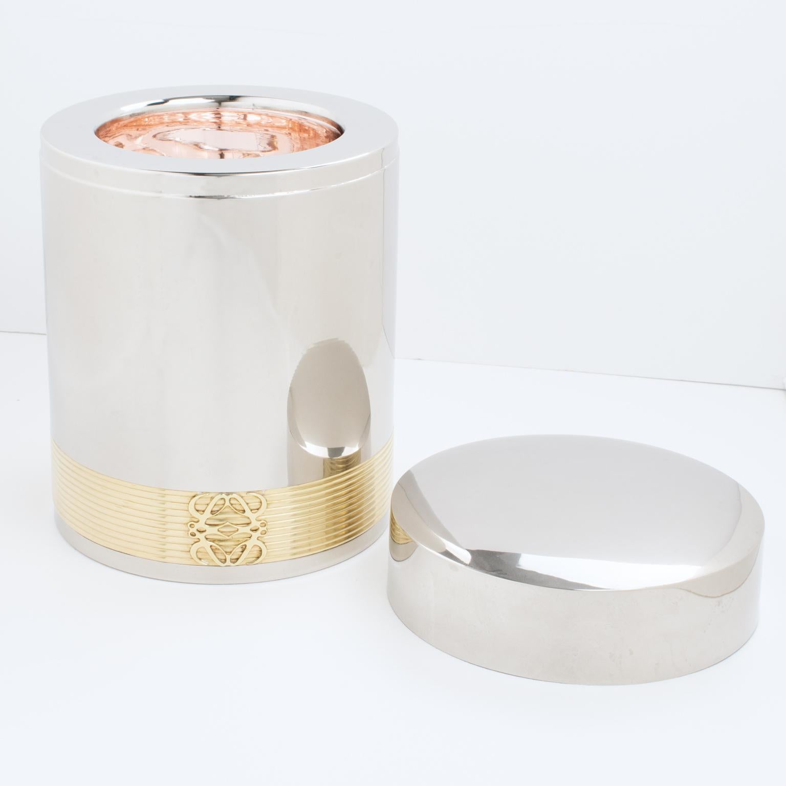 Loewe Spanien Versilberter und vergoldeter Eiskübel für Barware, um 1980 (Vergoldet) im Angebot