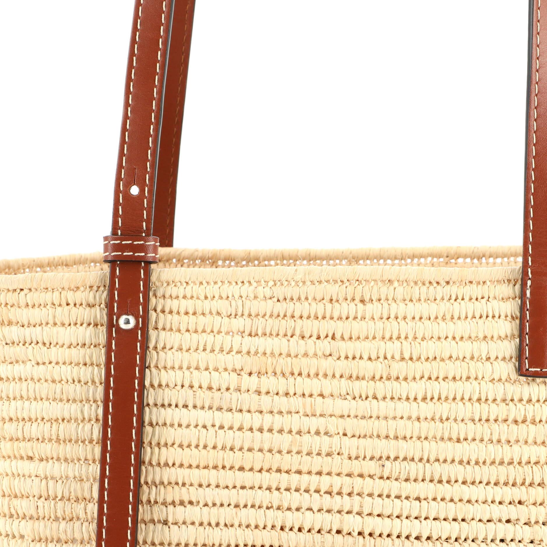 Women's or Men's Loewe Square Basket Tote Woven Raffia Small