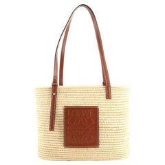 Loewe Square Basket Tote Woven Raffia Small