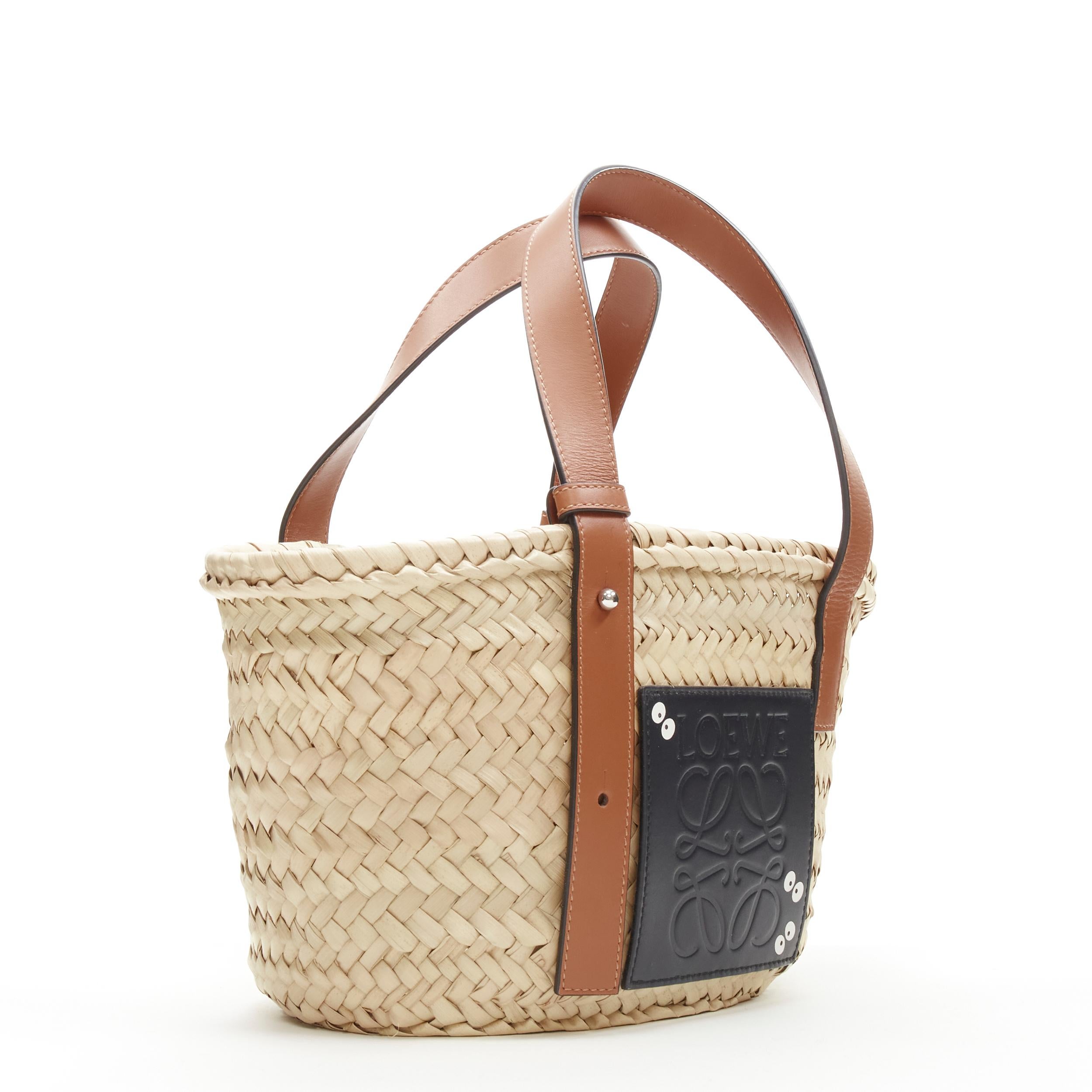 LOEWE Studio Ghibli Totoro Dust Bunnies Anagram logo small raffia basket bag In Excellent Condition In Hong Kong, NT