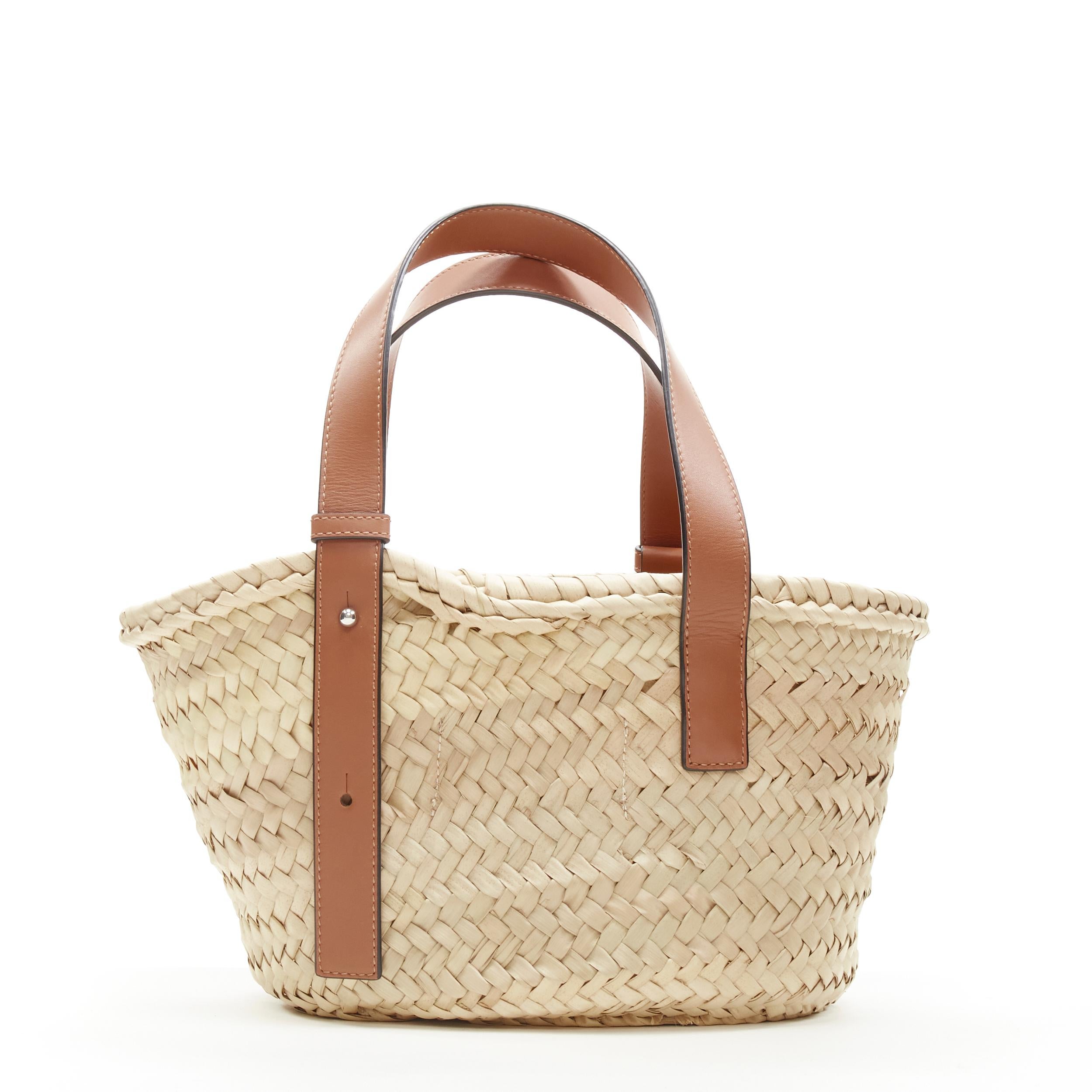 LOEWE Studio Ghibli Totoro Dust Bunnies Anagram logo small raffia basket bag 1