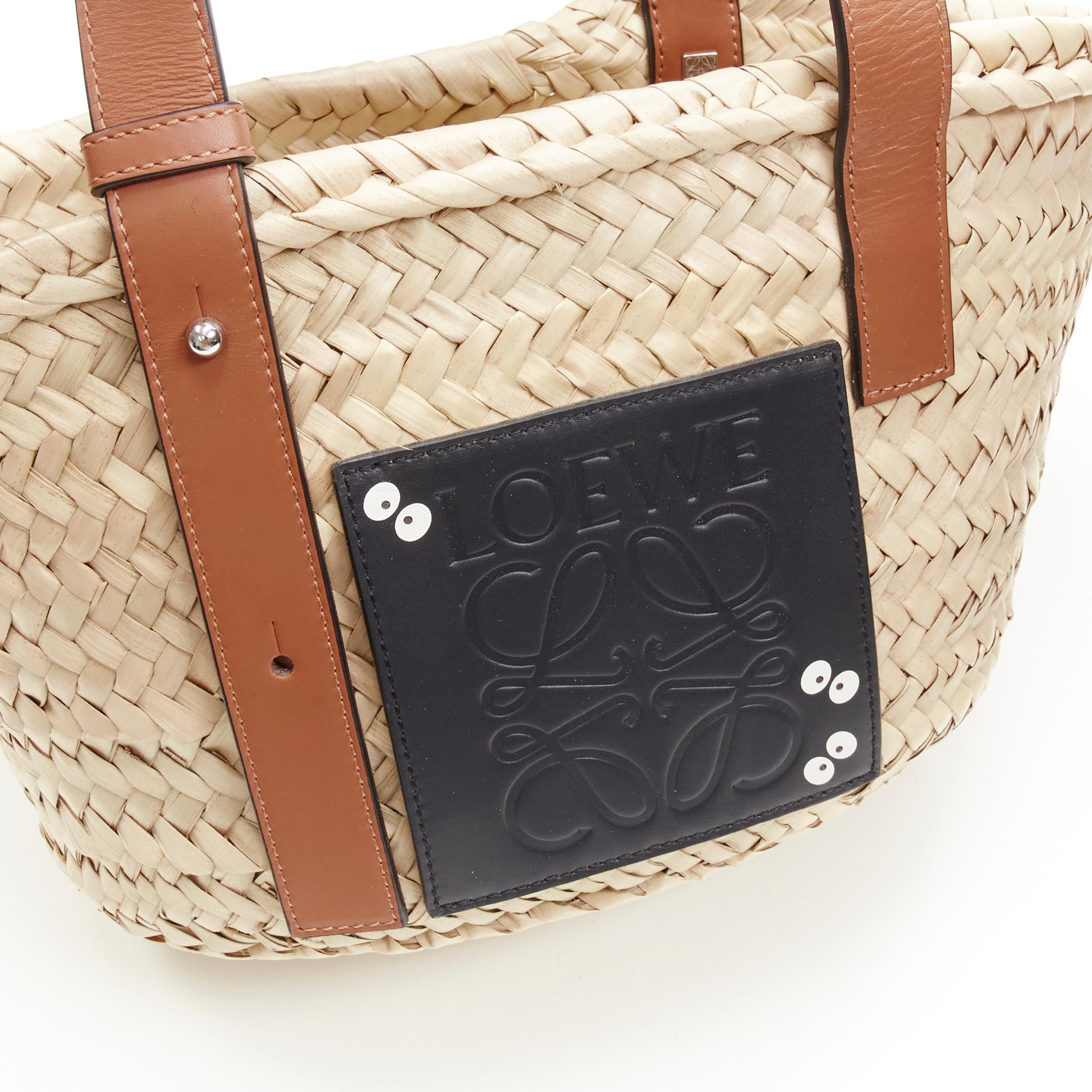 LOEWE Studio Ghibli Totoro Dust Bunnies Anagram logo small raffia basket bag 2