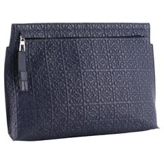 Loewe T Pouch Anagram Embossed Leather Blue