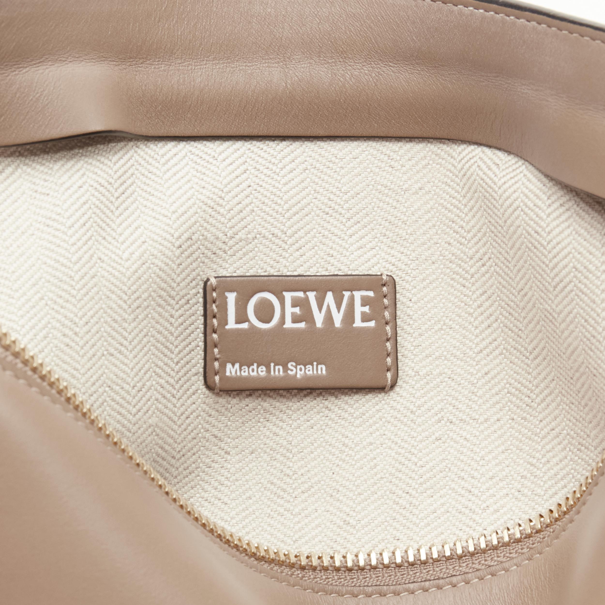 LOEWE T Pouch brown Anagram logo embossed front zip portfolio clutch bag 7
