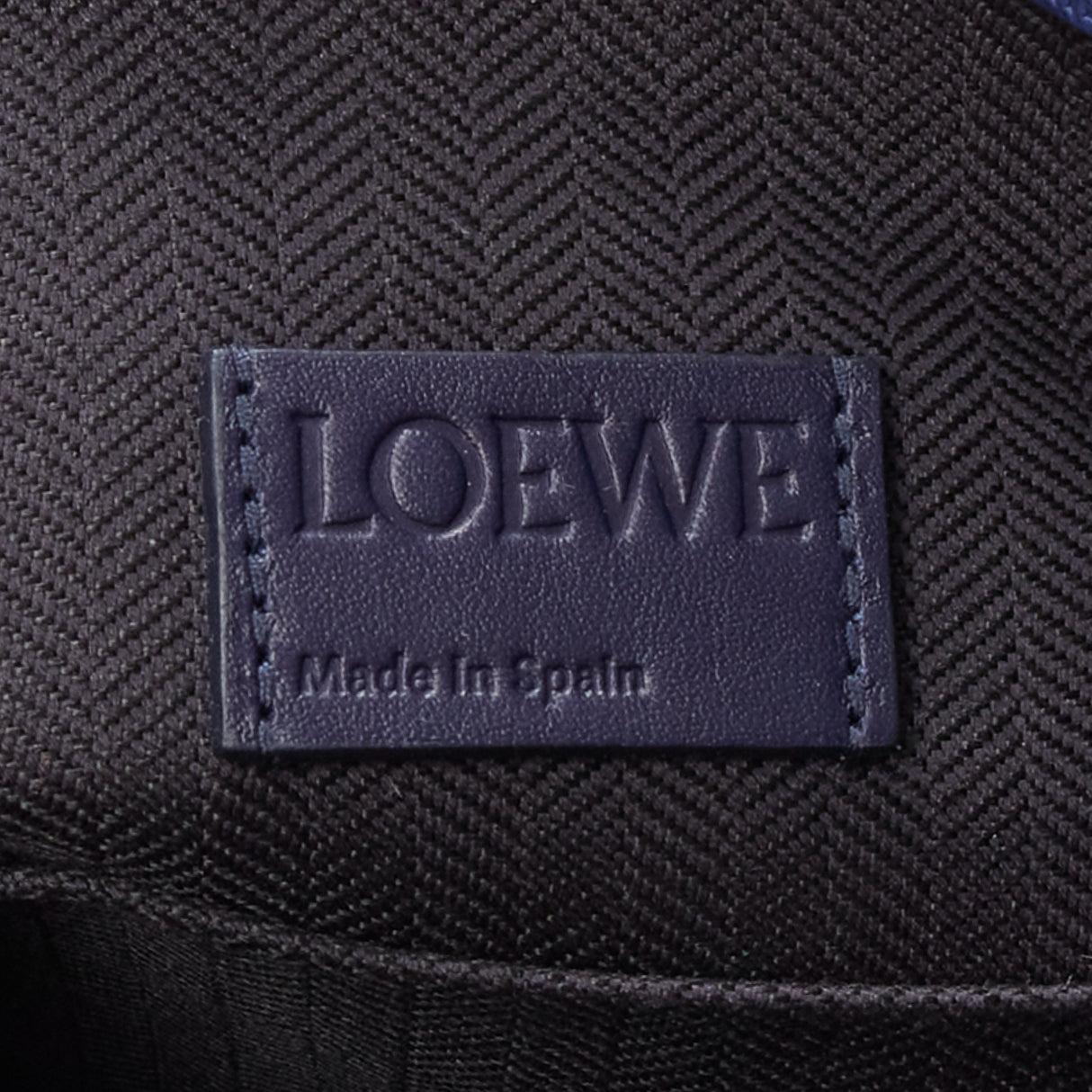 LOEWE T Pouch navy textured checkered leather silver zip wrist clutch bag For Sale 4