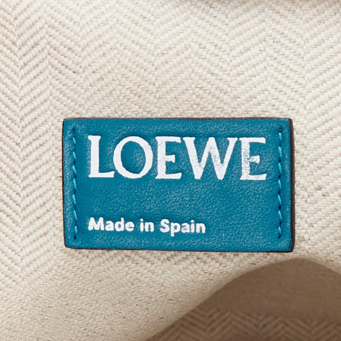 LOEWE T Pouch teal blue soft leather anagram logo zip clutch bag For Sale 5