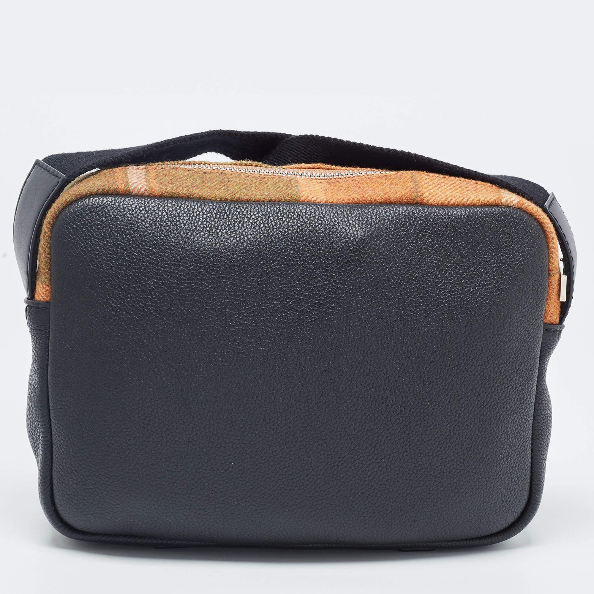 Loewe Tan/Black Wool and Leather Messenger Bag 1