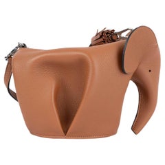 LOEWE tan brown leather MINI ELEPHANT Crossbody Bag