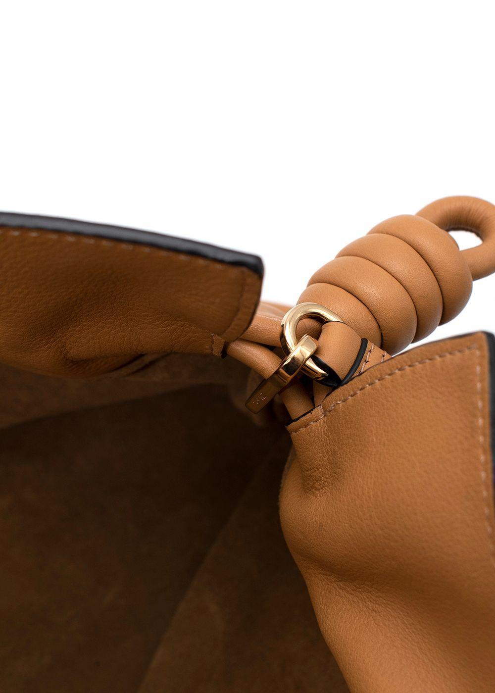 Loewe Tan Brown Leather Mini Flamenco Knot Clutch Bag For Sale 9