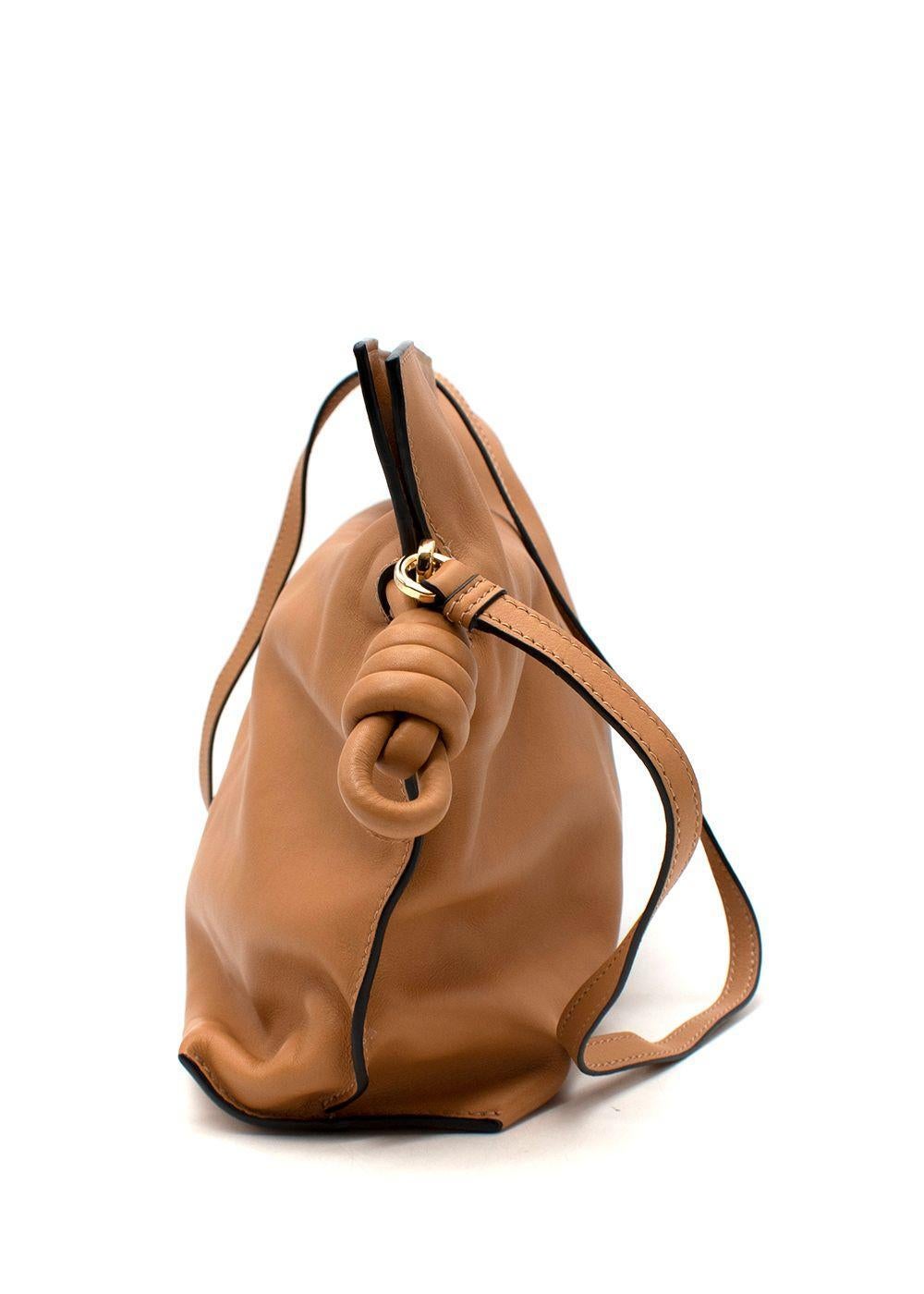 Loewe Tan Brown Leather Mini Flamenco Knot Clutch Bag In New Condition For Sale In London, GB