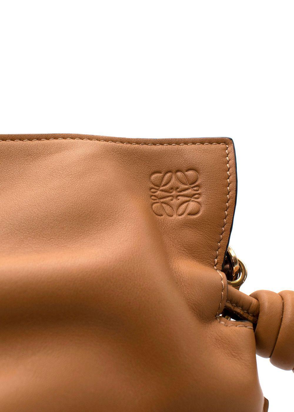 Loewe Tan Brown Leather Mini Flamenco Knot Clutch Bag For Sale 1