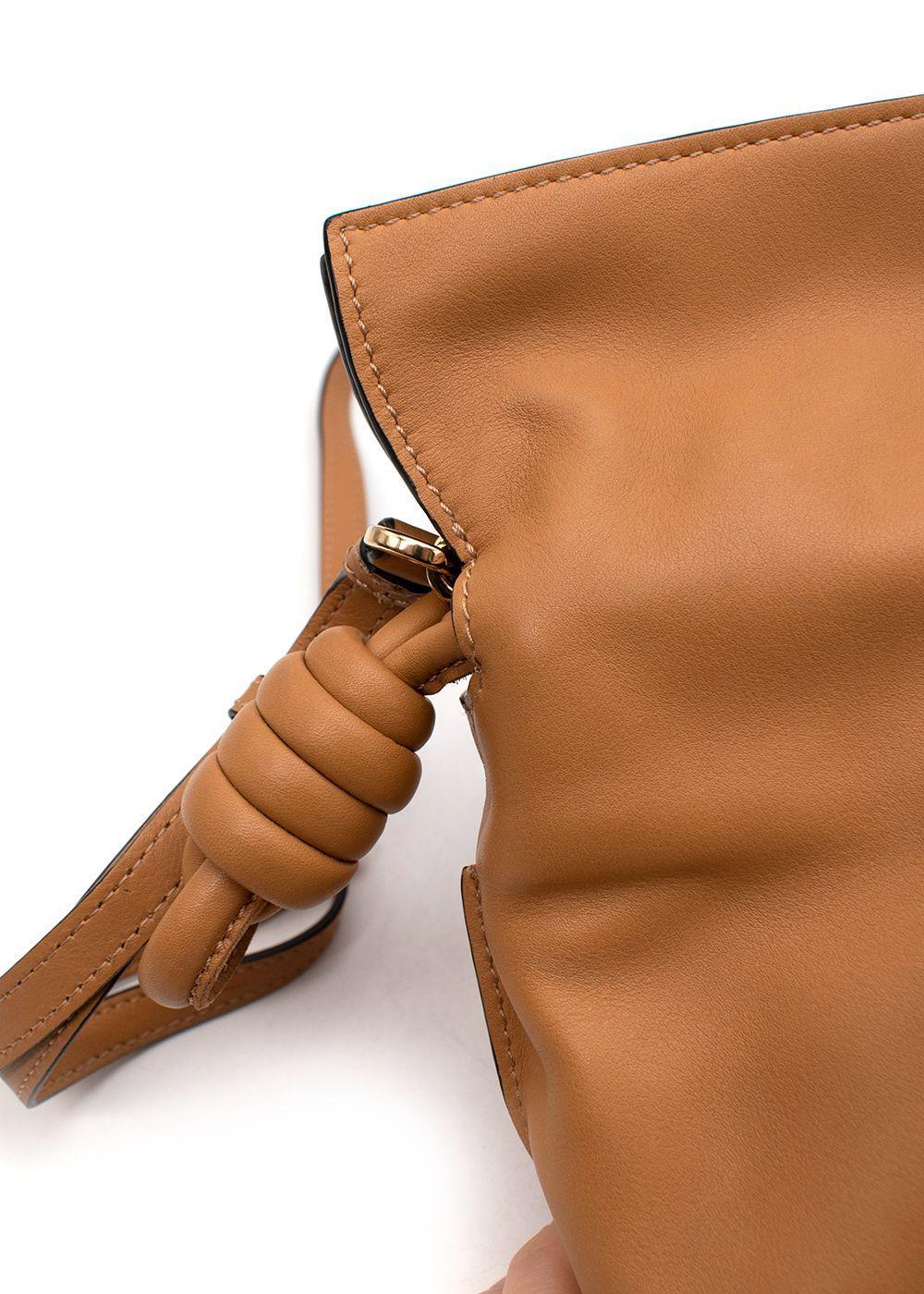 Loewe Tan Brown Leather Mini Flamenco Knot Clutch Bag For Sale 2
