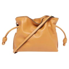 Loewe Tan Brown Leather Mini Flamenco Knot Clutch Bag