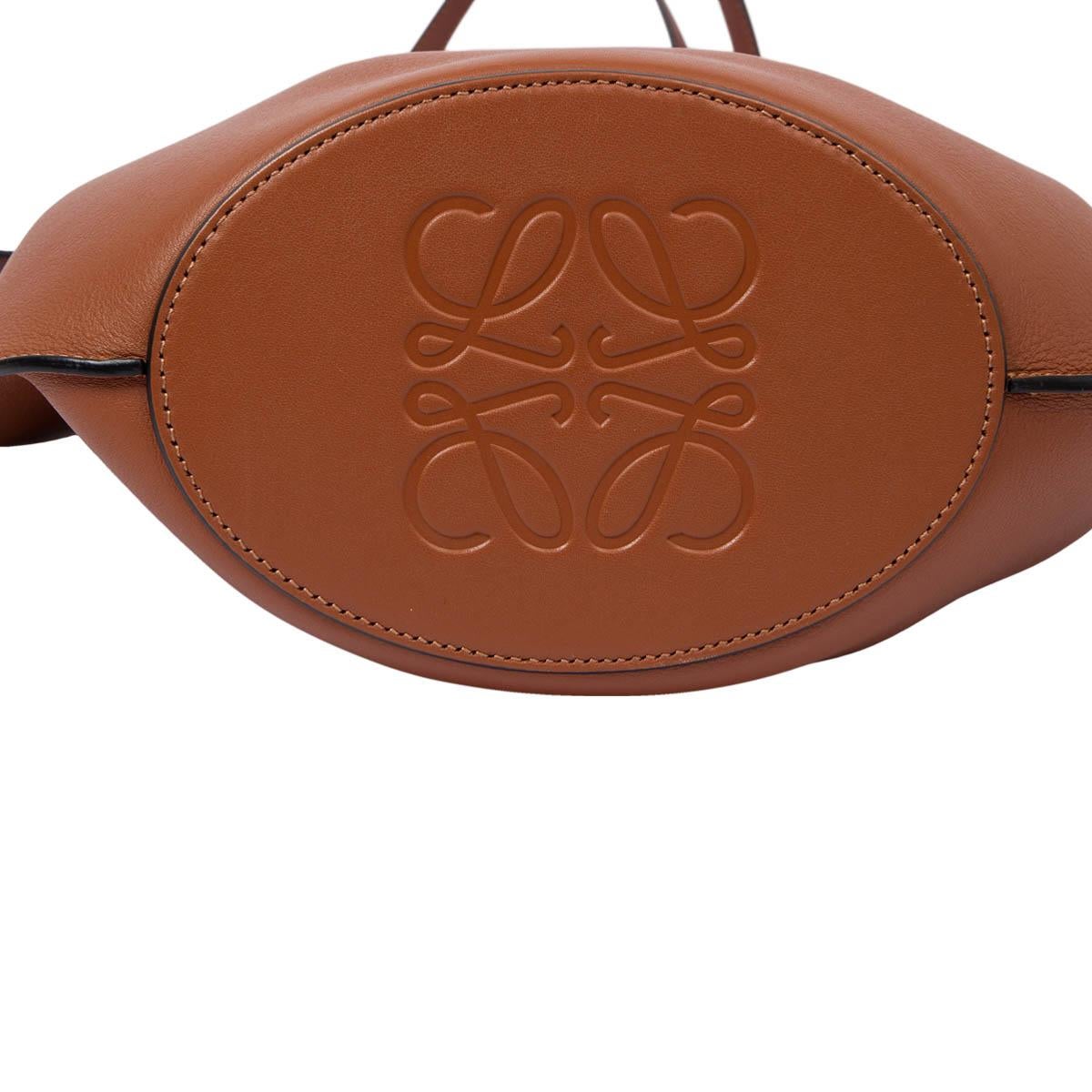 Women's LOEWE tan brown leather SMALL SHELL TOTE Shoulder Bag