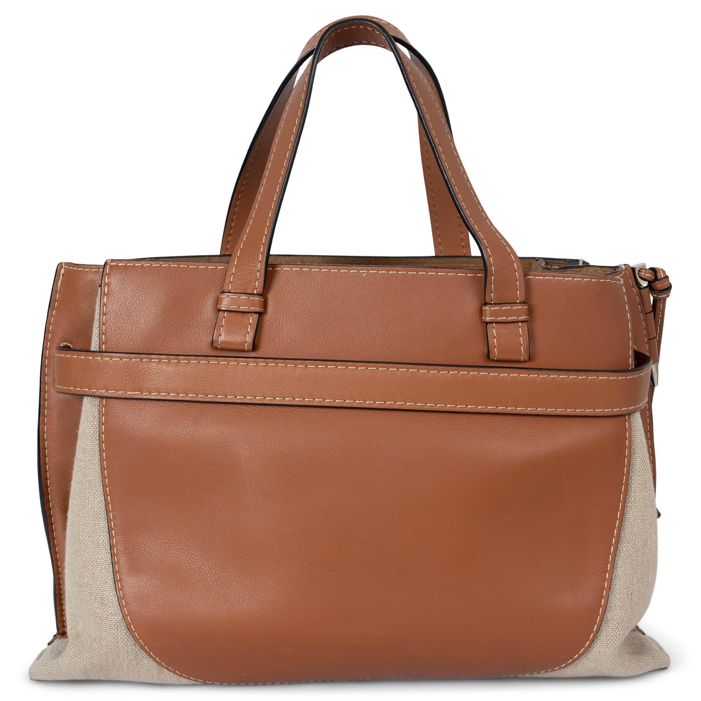 LOEWE Bolso de piel y lona GATE MEDIUM BASKET TOTE Marrón en venta