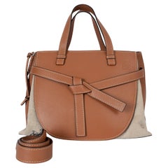 Borsa LOEWE in pelle e tela marrone GATE MEDIUM BASKET TOTE